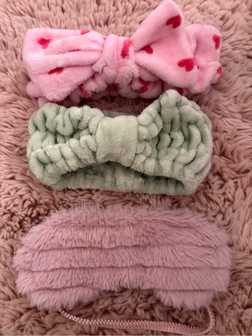 Soft Plush Headband Trio - Pink, Mint, Blush
